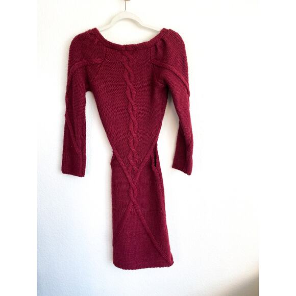 For Love & Lemons Keke Burgundy Cut Out Knit Sweater Mini Dress - Picture 8 of 16